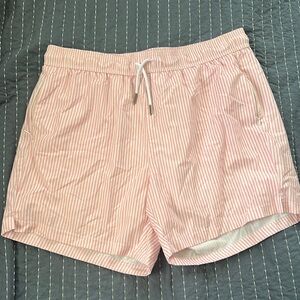 Men's Pink Striped Swim Trunks